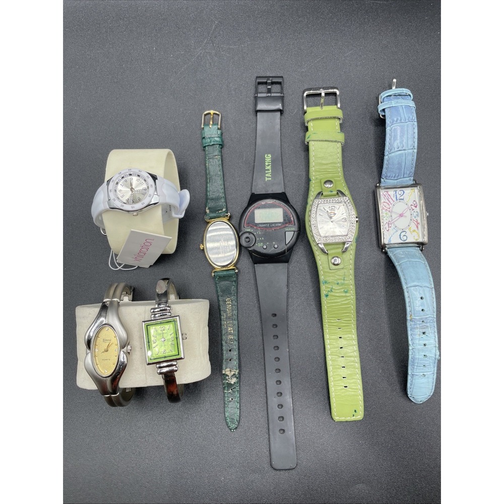 Lot of 7 Watches – Talking Quartz, Geneva, Dickies, Xhilaration, Pearl SEE DISC